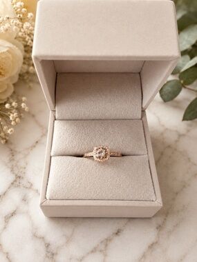 NEW Genuine Morganite & Diamond Ring 14K Rose Gold Size 7